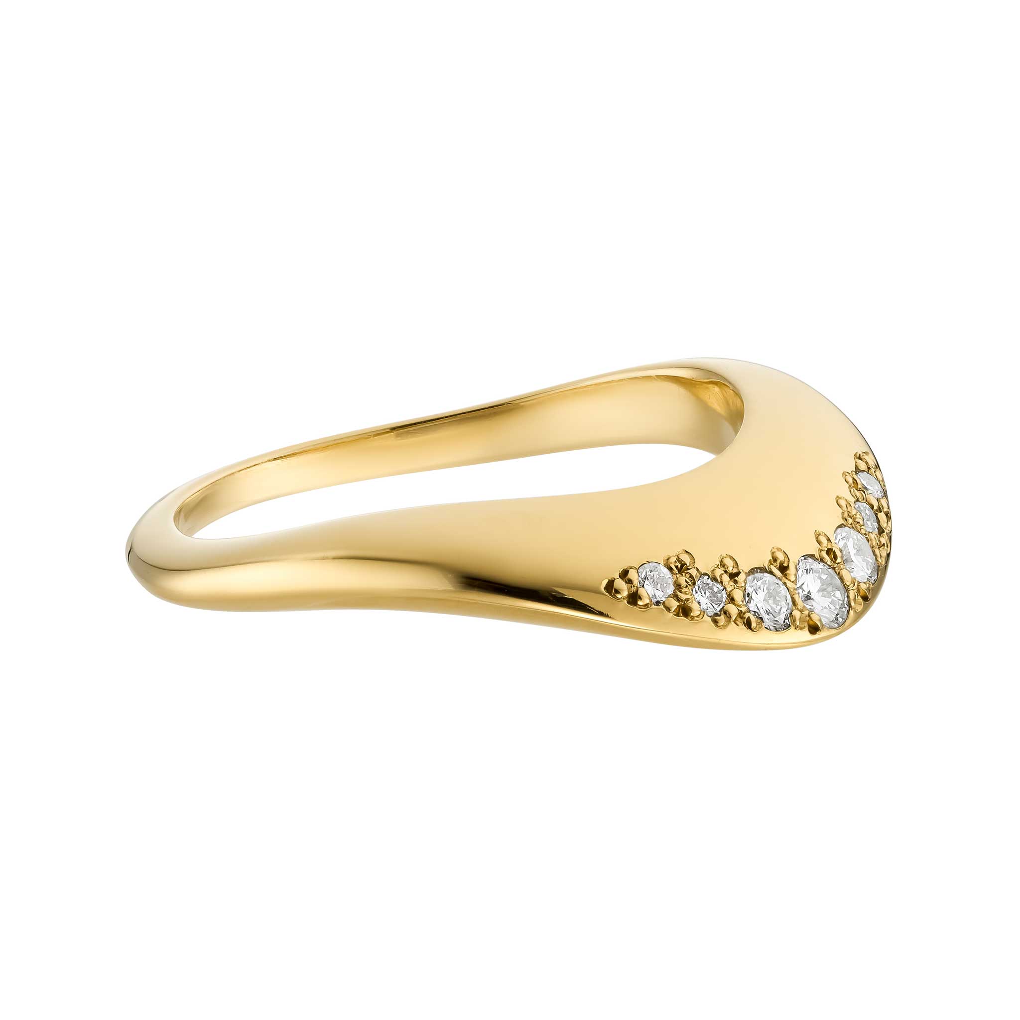 Wave Ring in Yellow Gold Vermeil and Diamonds